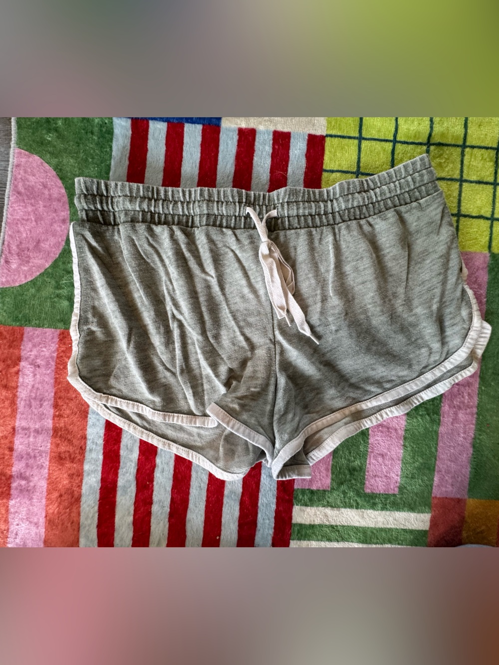 Xhilaration Gray Athletic Lounge Shorts with Cream Trim